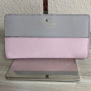 NWOT Kate Spade leather wallet in pink/grey